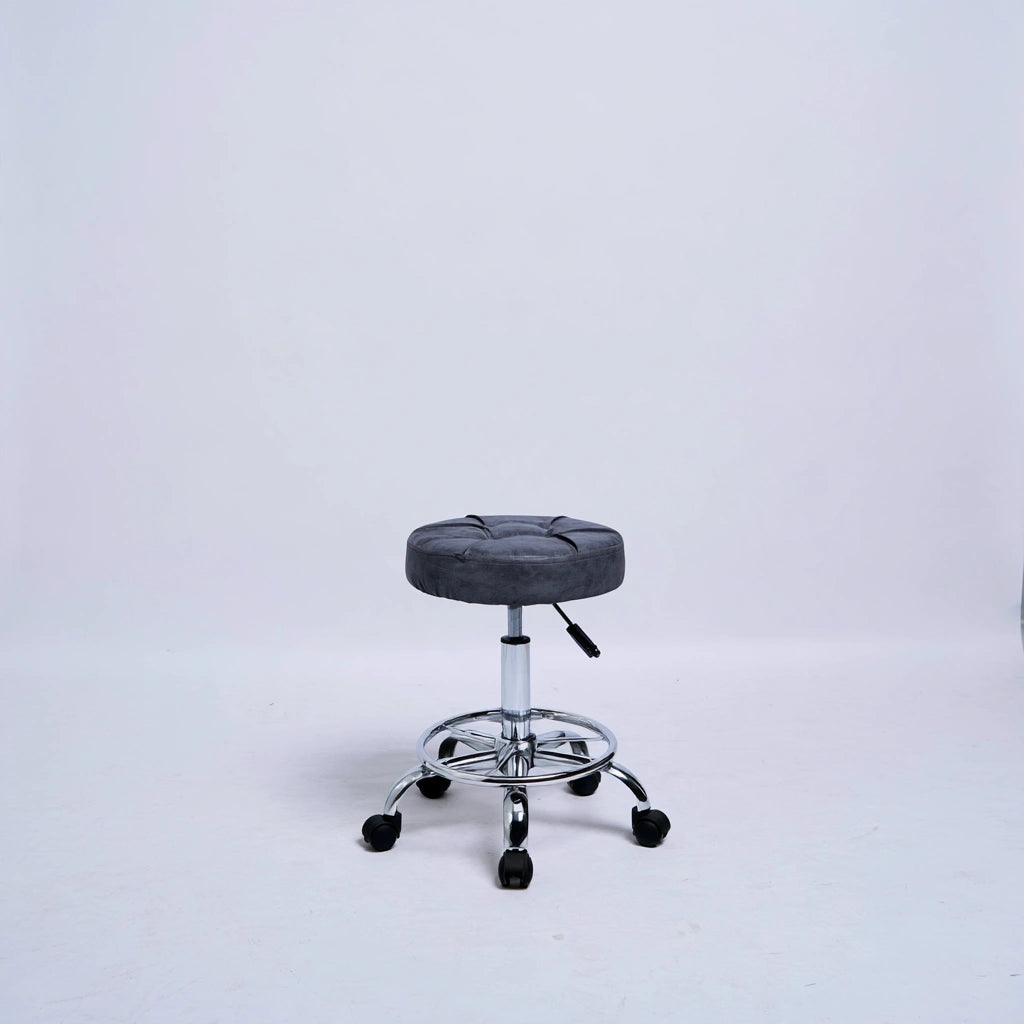 Sgabello da lavoro regolabile su ruote, colore grigio